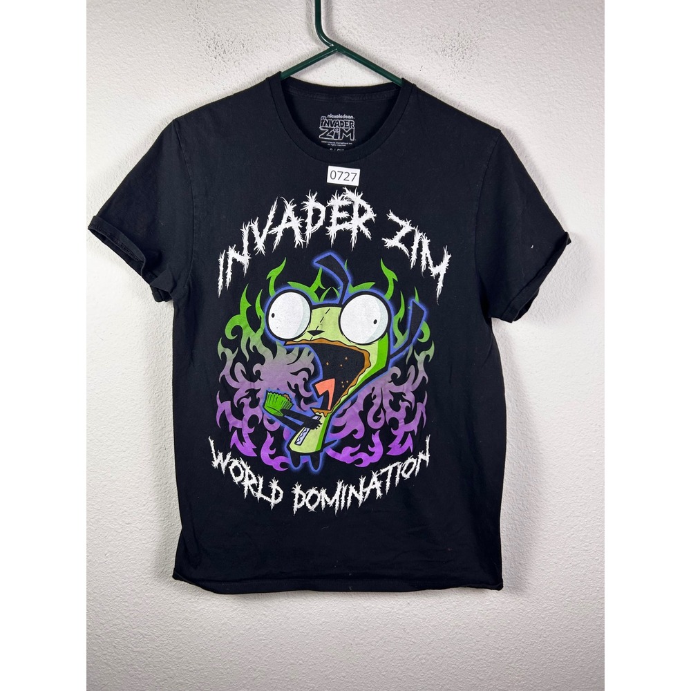 Nickelodeon Invader Zim World Domination Gir Graphic T-Shirt Black Small